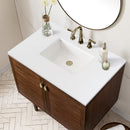 James Martin Amberly 36" Dual Mount Single Bathroom Vanity, Mid-Century Walnut