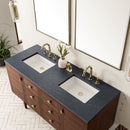 James Martin Amberly 60" Dual Mount Double Bathroom Vanity, Mid-Century Walnut