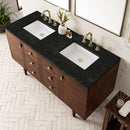 James Martin Amberly 60" Dual Mount Double Bathroom Vanity, Mid-Century Walnut