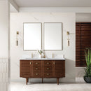 James Martin Amberly 60" Dual Mount Double Bathroom Vanity, Mid-Century Walnut