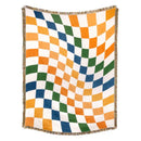 GobekUsa Beach Blanket Sofa Cover - American Country Plaid Blanket - Cotton Tassel Throw Tapestry