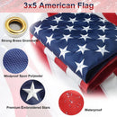 American Flag with Pole for Outside House - 5ft Wall Mount Flag Pole Kit with 3x5 Embroidered US Flag, Stainless Steel Flagpole, Tangle-Free Ball Bearing Rings, Aluminum Holder Bracket