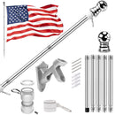 American Flag with Pole for Outside House - 5ft Wall Mount Flag Pole Kit with 3x5 Embroidered US Flag, Stainless Steel Flagpole, Tangle-Free Ball Bearing Rings, Aluminum Holder Bracket