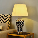 GobekUsa Blue Ceramic Table Lamp - American Retro LED Table Lamp for Bedroom, Living Room