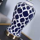 GobekUsa Blue Ceramic Table Lamp - American Retro LED Table Lamp for Bedroom, Living Room