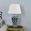 GobekUsa Blue Ceramic Table Lamp - American Retro LED Table Lamp for Bedroom, Living Room