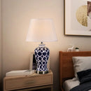GobekUsa Blue Ceramic Table Lamp - American Retro LED Table Lamp for Bedroom, Living Room
