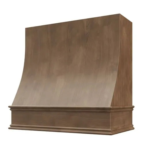 American Walnut Wood Range Hood With Sloped Front and Decorative Trim - 30", 36", 42", 48", 54" and 60" Widths Available