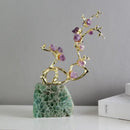 GobekUsa Amethyst Brass Tree Ornament Crystal Simulation Plant Sculpture Home Decoration