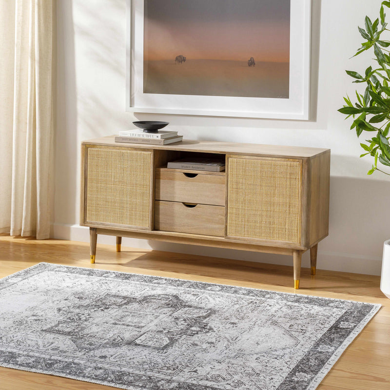 Rosman Gray Washable Area Rug