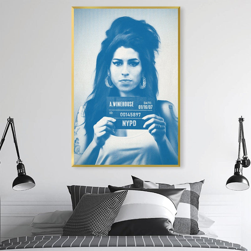 Amy Mugshot Blue Canvas