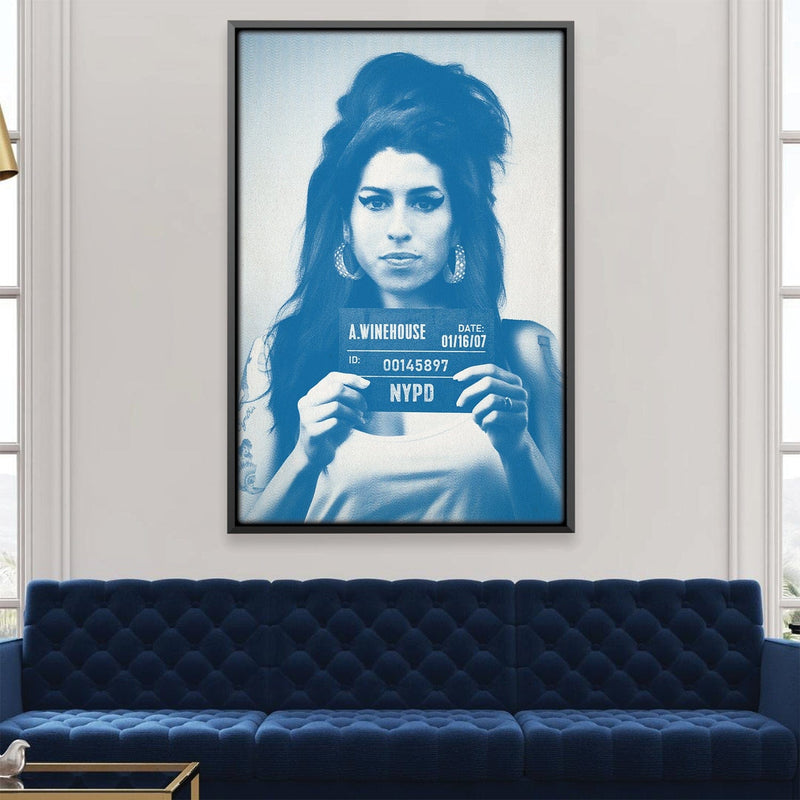 Amy Mugshot Blue Canvas