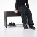 Hall Oak Mirror, Bench, Umbrella Holder Set