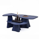 Solid Wood Coffee Table 1 - Wave Series Navy Blue