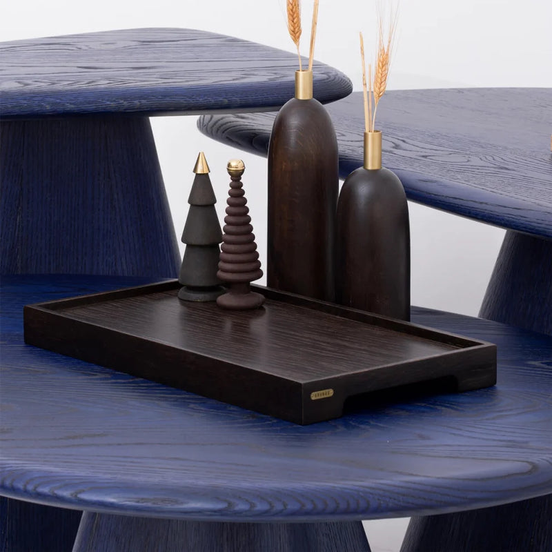 Solid Wood Coffee Table 1 - Wave Series Navy Blue