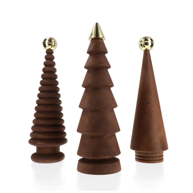 Wooden Christmas Tree Set Cedar With Brass Headboard Large Size