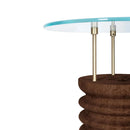 Sofra Glass Top Solid Cedar Side Table / Long