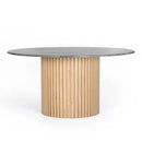 Wide Travertine Round Table - Docia Series