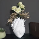 Anatomical white ceramic heart shape vase living room decor by Decorbites