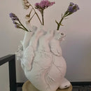 Anatomical white ceramic heart shape vase living room decor by Decorbites
