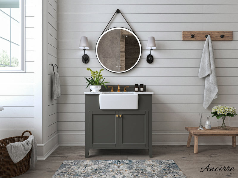 Adeline Bathroom Vanity with Farmhouse Sink and Carrara White Marble Top Cabinet Set