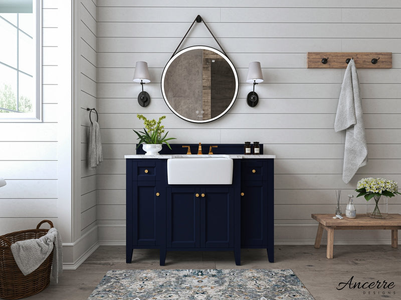 Adeline Bathroom Vanity with Farmhouse Sink and Carrara White Marble Top Cabinet Set