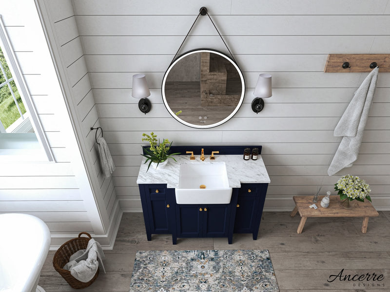 Adeline Bathroom Vanity with Farmhouse Sink and Carrara White Marble Top Cabinet Set