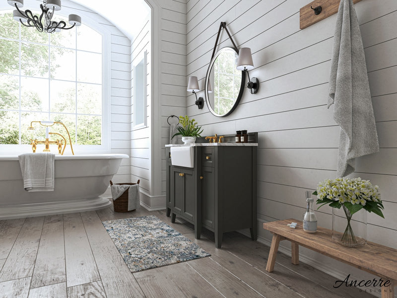 Adeline Bathroom Vanity with Farmhouse Sink and Carrara White Marble Top Cabinet Set