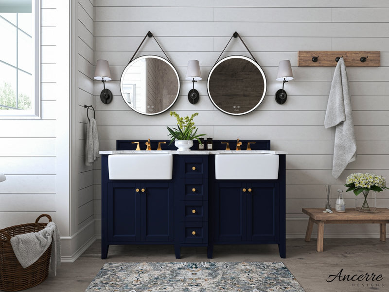 Adeline Bathroom Vanity with Farmhouse Sink and Carrara White Marble Top Cabinet Set