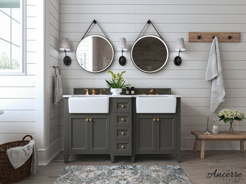 Adeline Bathroom Vanity with Farmhouse Sink and Carrara White Marble Top Cabinet Set