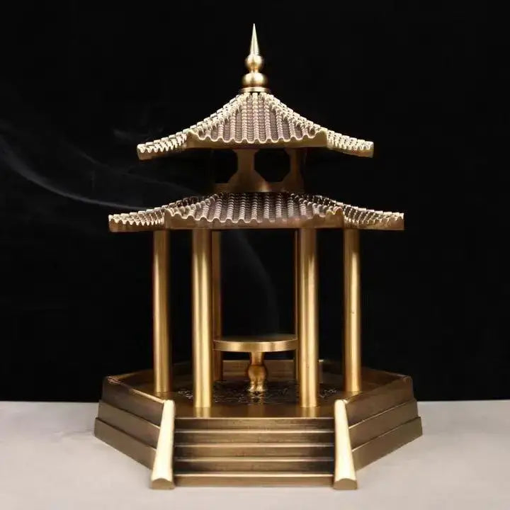 Brass Zen Incense Burner - Decorative Ancient Pavilion Collection for Home Decor, photo 6 of 6