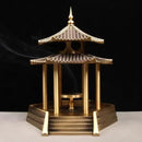 Brass Zen Incense Burner - Decorative Ancient Pavilion Collection for Home Decor