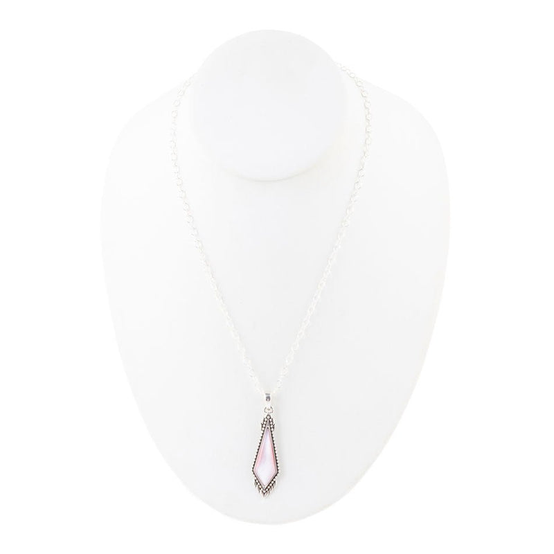 Anemone Long Diamond Pink Mother of Pearl and Sterling Silver Necklace