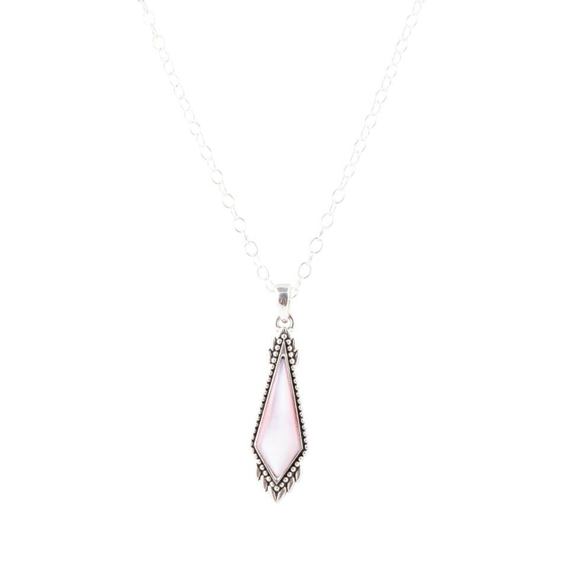 Anemone Long Diamond Pink Mother of Pearl and Sterling Silver Necklace
