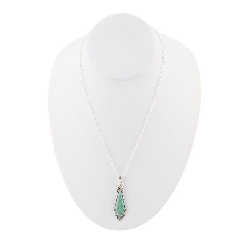 Anemone Long Diamond Turquoise and Sterling Silver Necklace