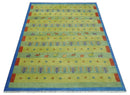 Animal and Tree Life Green, Blue and Rust Hand knotted Traditional 8x10 Wool Area Rug by The Rug Decor