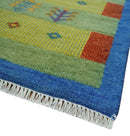 Animal and Tree Life Green, Blue and Rust Hand knotted Traditional 8x10 Wool Area Rug by The Rug Decor