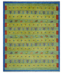 Animal and Tree Life Green, Blue and Rust Hand knotted Traditional Multi Size Wool Area Rug, Kids, Living Room and Bedroom Rug