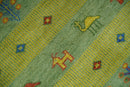 Traditional Hand Knotted Wool Area Rug with Green Blue and Rust Multi Color Design