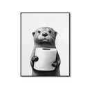 Modern tiger cub toilet paper art framed bathroom wall decor by Decorbites
