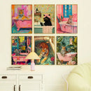 Vibrant pink zebra bathtub animal canvas painting bathroom decor by Decorbites