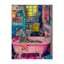 Vibrant pink & peach leopard animal canvas wall art bathroom decor by Decorbites
