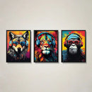 Pop art animal headphones gaming posters bedroom canvas wall art