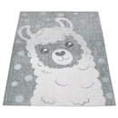 Kids Rug Lilo with Cute Llama Motif - Grey White