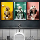 Humorous framed animal posters set bathroom wall decor by Decorbites