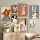 Whimsical pastel animal print rainbow framed posters nursery wall art by Decorbites