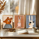 Whimsical pastel animal print rainbow framed posters nursery wall art by Decorbites