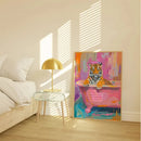 GobekUsa Animal Theme Canvas Wall Art Tiger Zebra Cat