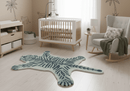 Animal Tiger Blue Hand Tufted 3x5 Wool Area Rug