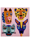 Animal Tribal Critter Pink Hand Tufted 4x4 Wool Area Rug